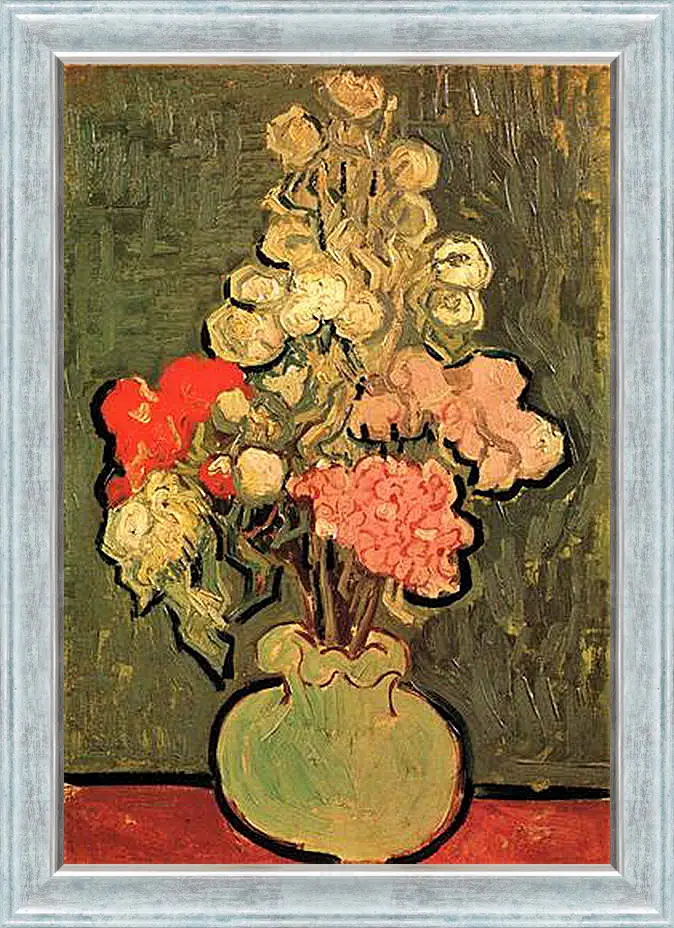 Картина в раме - Still Life Vase with Rose-Mallows. Винсент Ван Гог