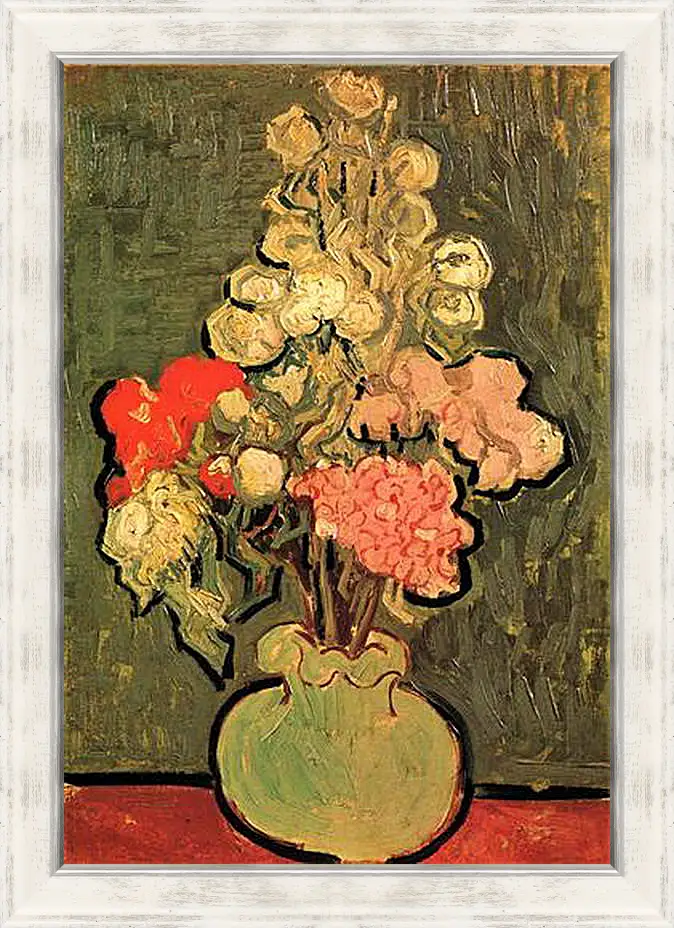 Картина в раме - Still Life Vase with Rose-Mallows. Винсент Ван Гог