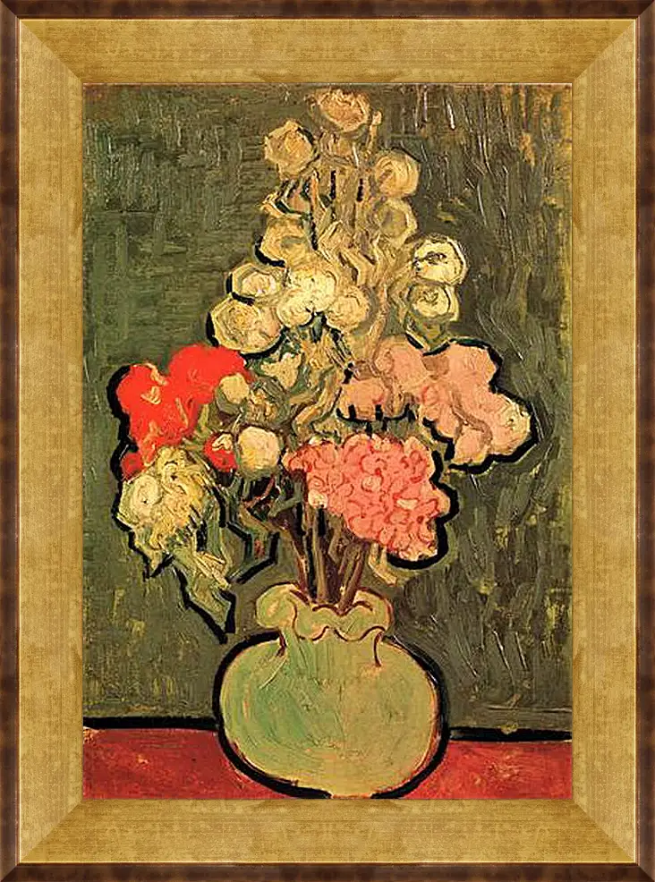 Картина в раме - Still Life Vase with Rose-Mallows. Винсент Ван Гог