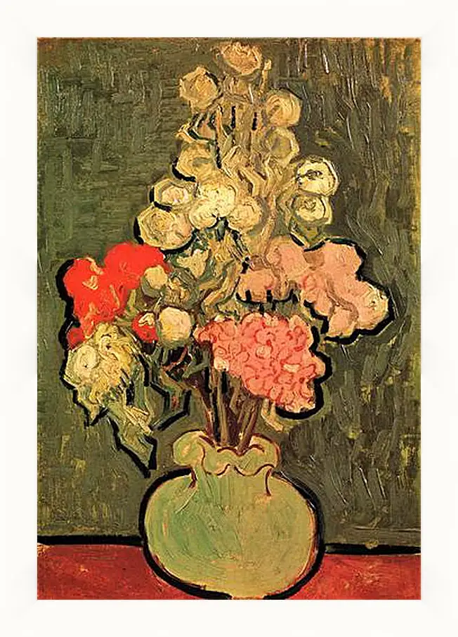 Картина в раме - Still Life Vase with Rose-Mallows. Винсент Ван Гог