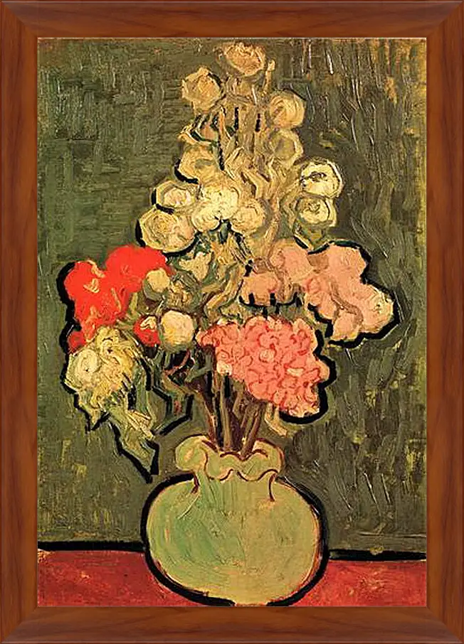 Картина в раме - Still Life Vase with Rose-Mallows. Винсент Ван Гог