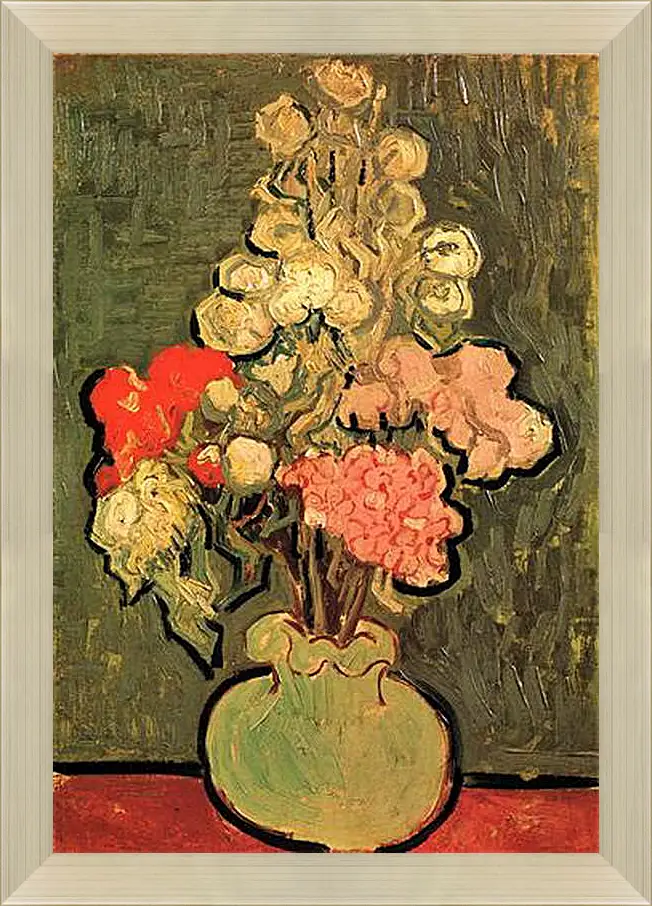 Картина в раме - Still Life Vase with Rose-Mallows. Винсент Ван Гог