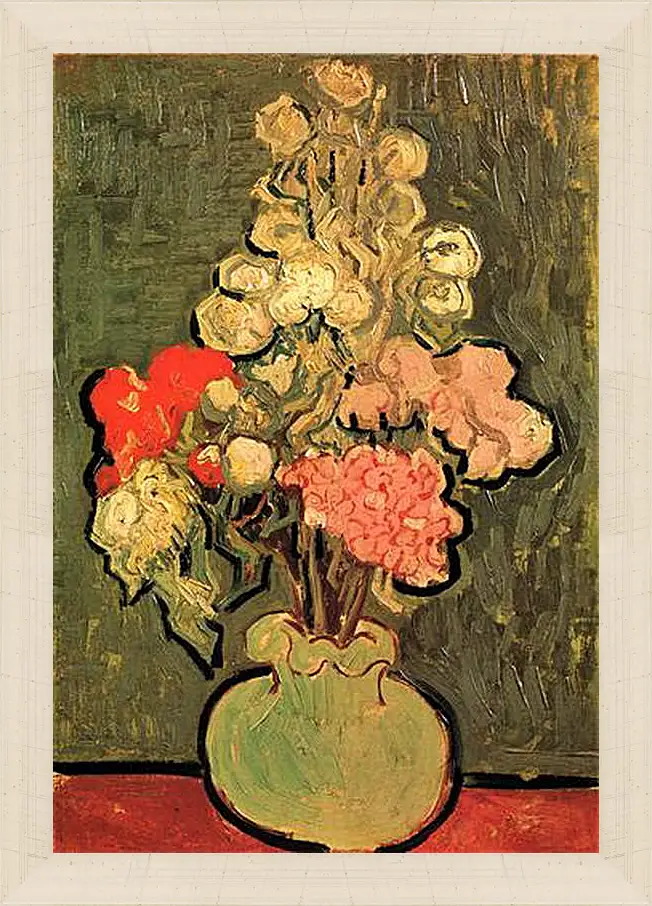 Картина в раме - Still Life Vase with Rose-Mallows. Винсент Ван Гог