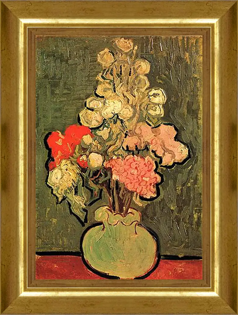 Картина в раме - Still Life Vase with Rose-Mallows. Винсент Ван Гог