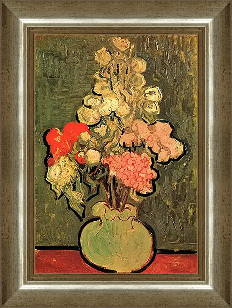 Картина в раме - Still Life Vase with Rose-Mallows. Винсент Ван Гог