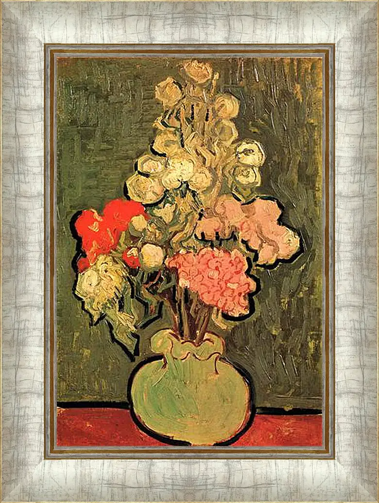 Картина в раме - Still Life Vase with Rose-Mallows. Винсент Ван Гог