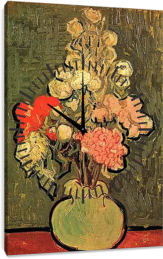 Часы картина - Still Life Vase with Rose-Mallows. Винсент Ван Гог