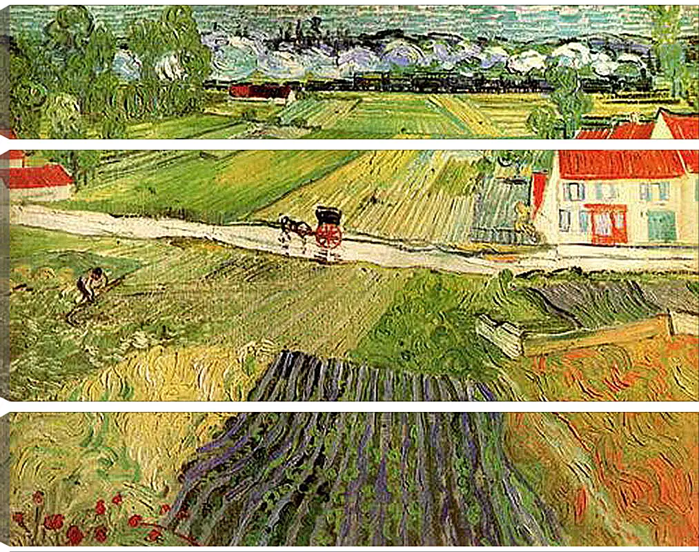 Модульная картина - Landscape with Carriage and Train in the Background. Винсент Ван Гог