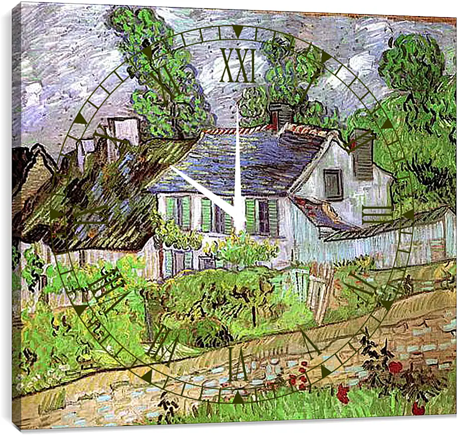 Часы картина - Houses in Auvers 2. Винсент Ван Гог