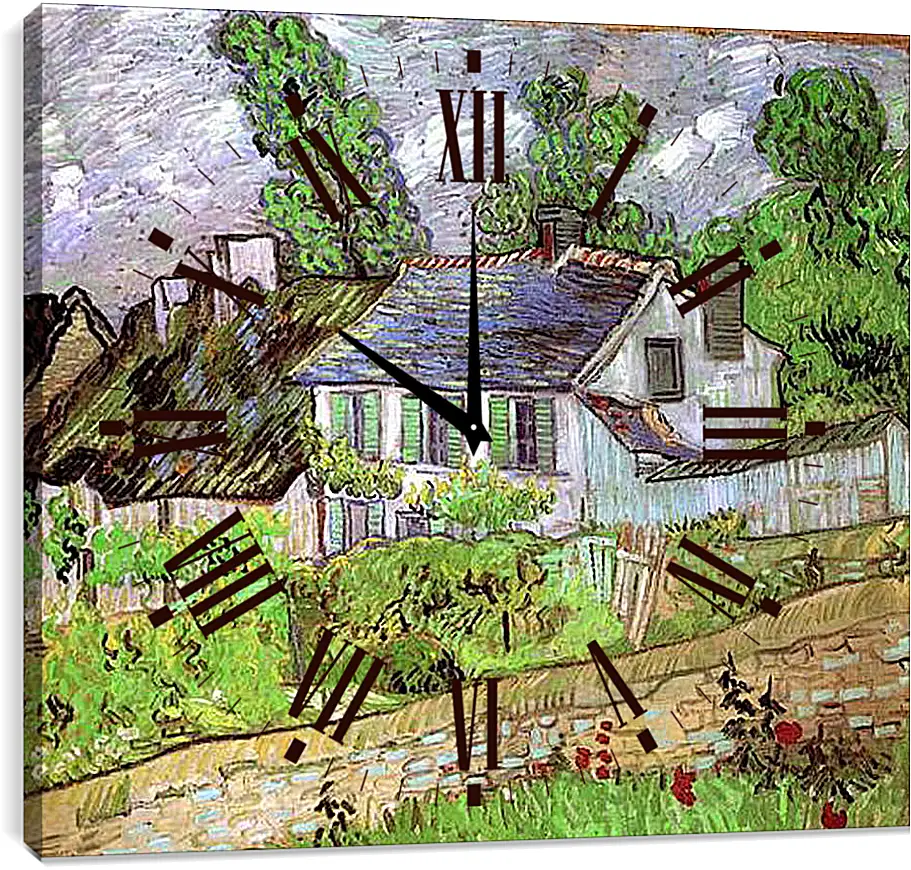 Часы картина - Houses in Auvers 2. Винсент Ван Гог