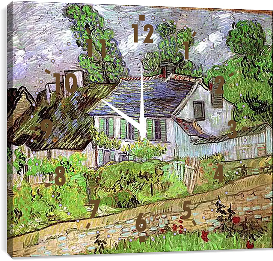 Часы картина - Houses in Auvers 2. Винсент Ван Гог