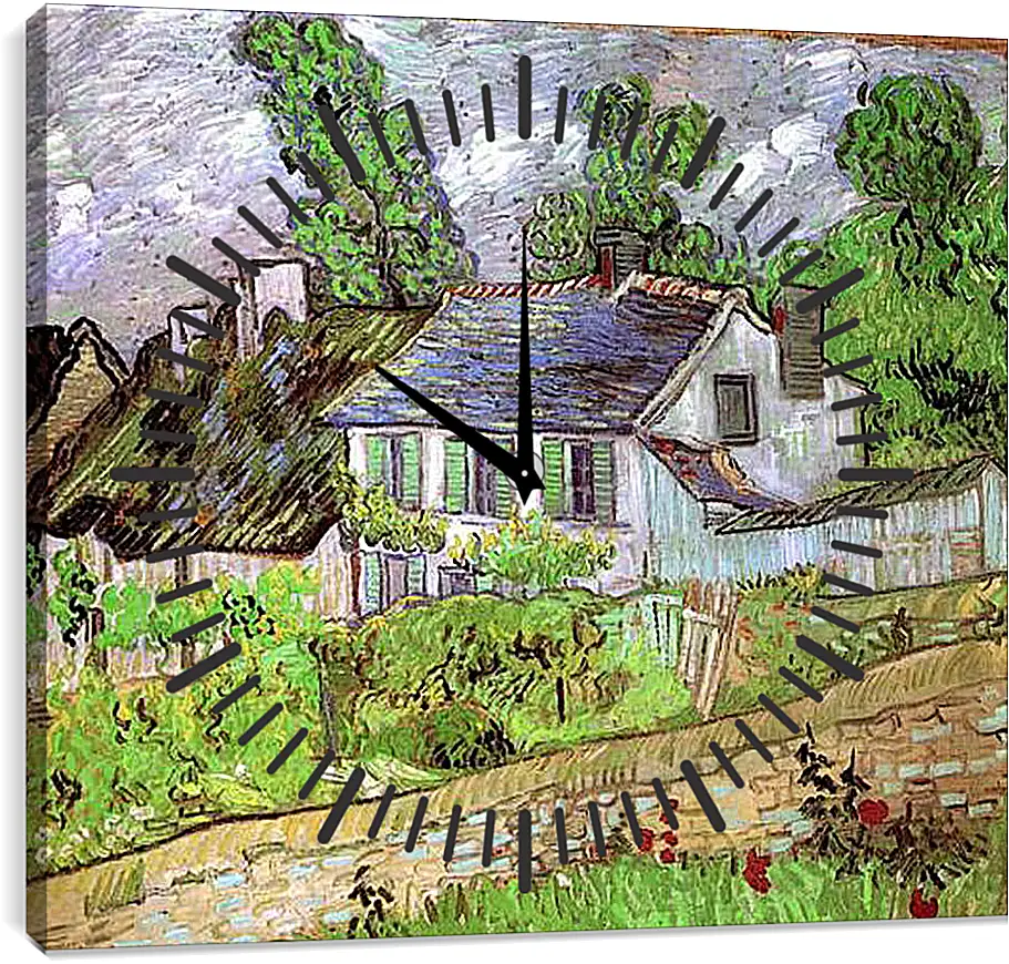 Часы картина - Houses in Auvers 2. Винсент Ван Гог