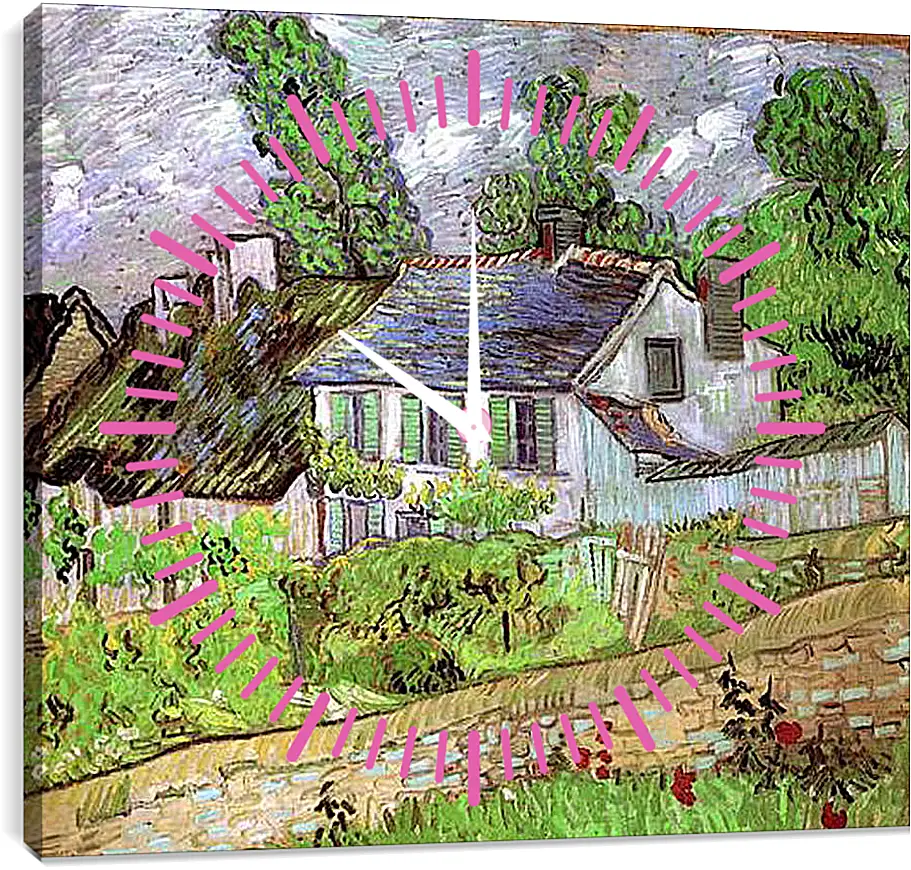 Часы картина - Houses in Auvers 2. Винсент Ван Гог