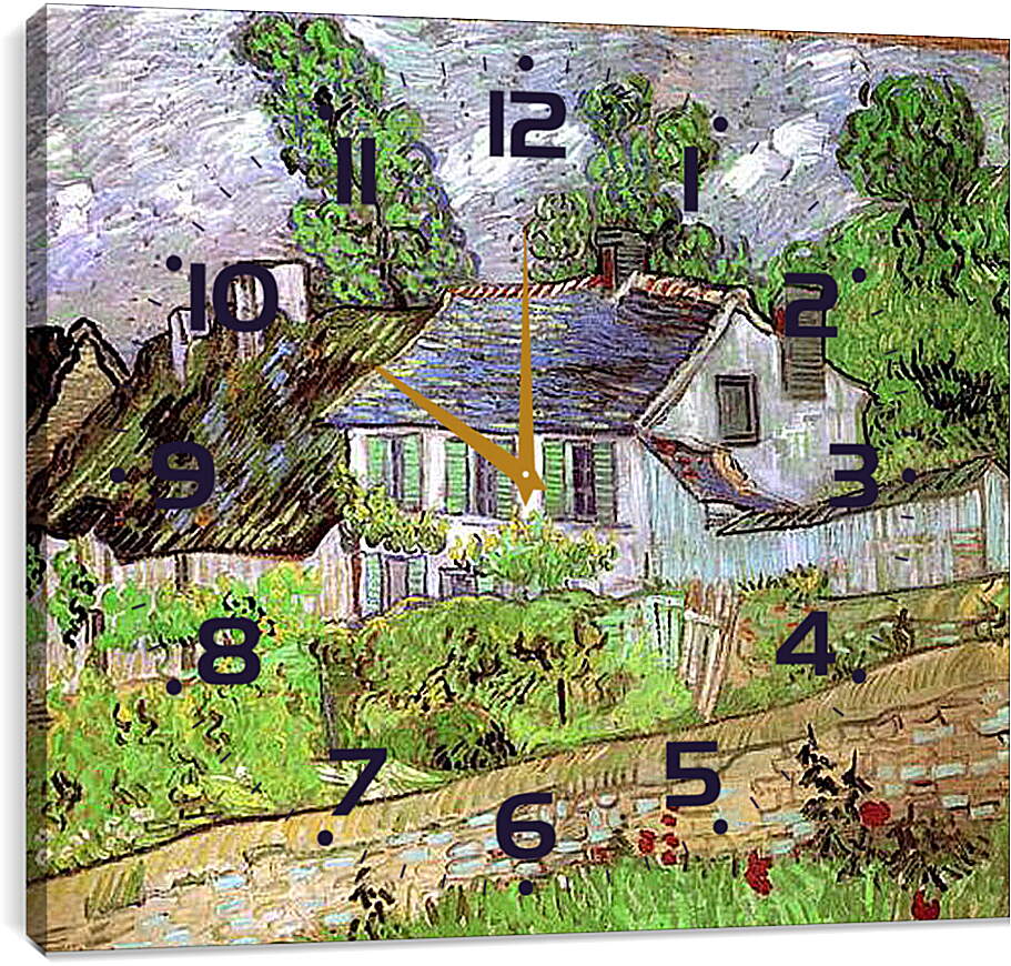 Часы картина - Houses in Auvers 2. Винсент Ван Гог