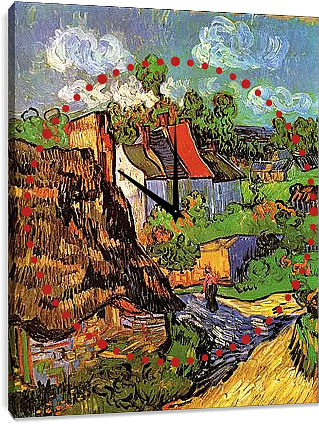 Часы картина - Houses in Auvers. Винсент Ван Гог