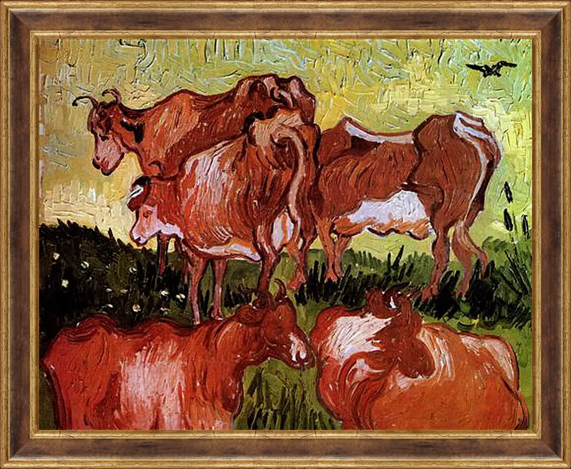 Картина в раме - Cows after Jordaens. Винсент Ван Гог