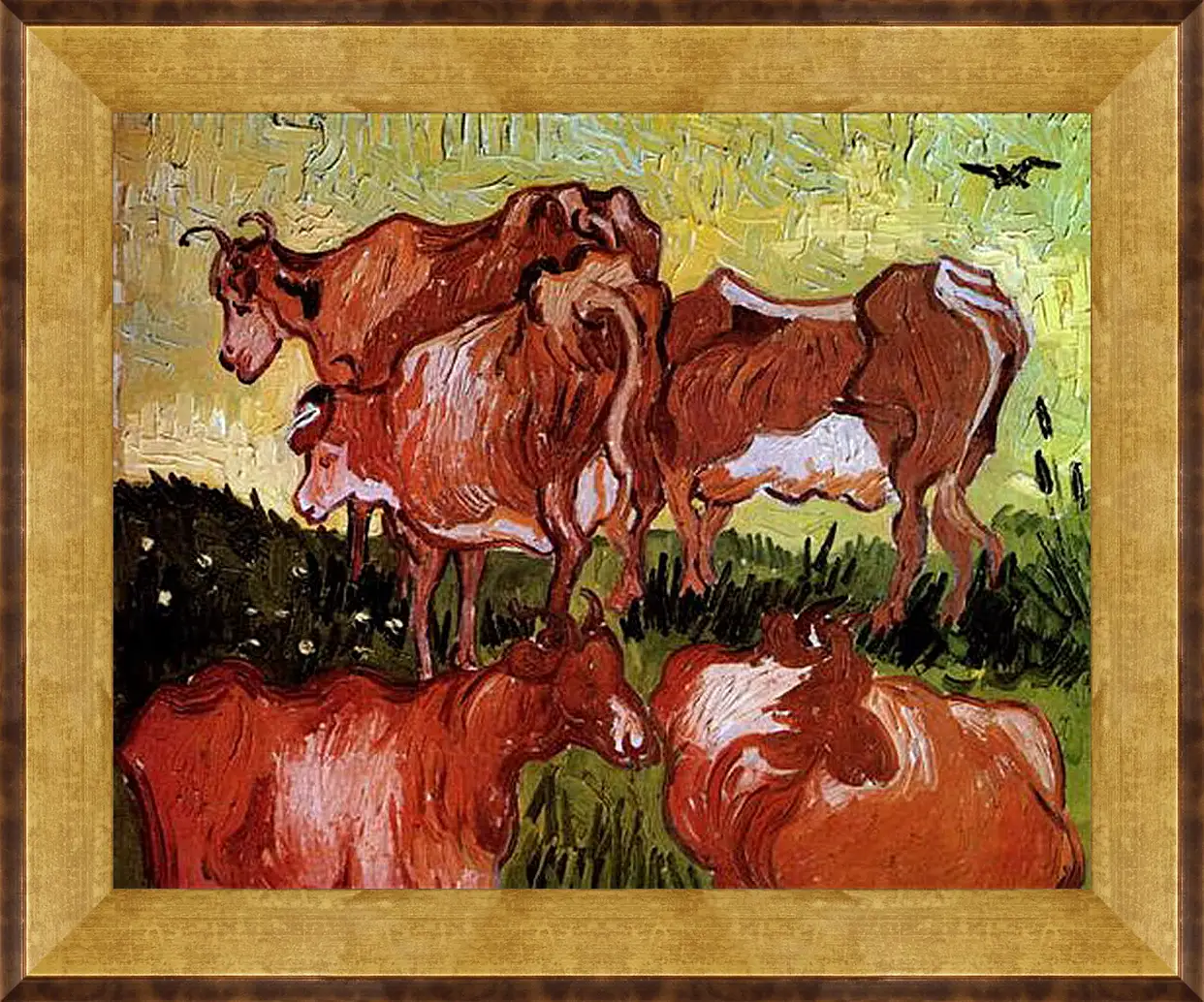 Картина в раме - Cows after Jordaens. Винсент Ван Гог