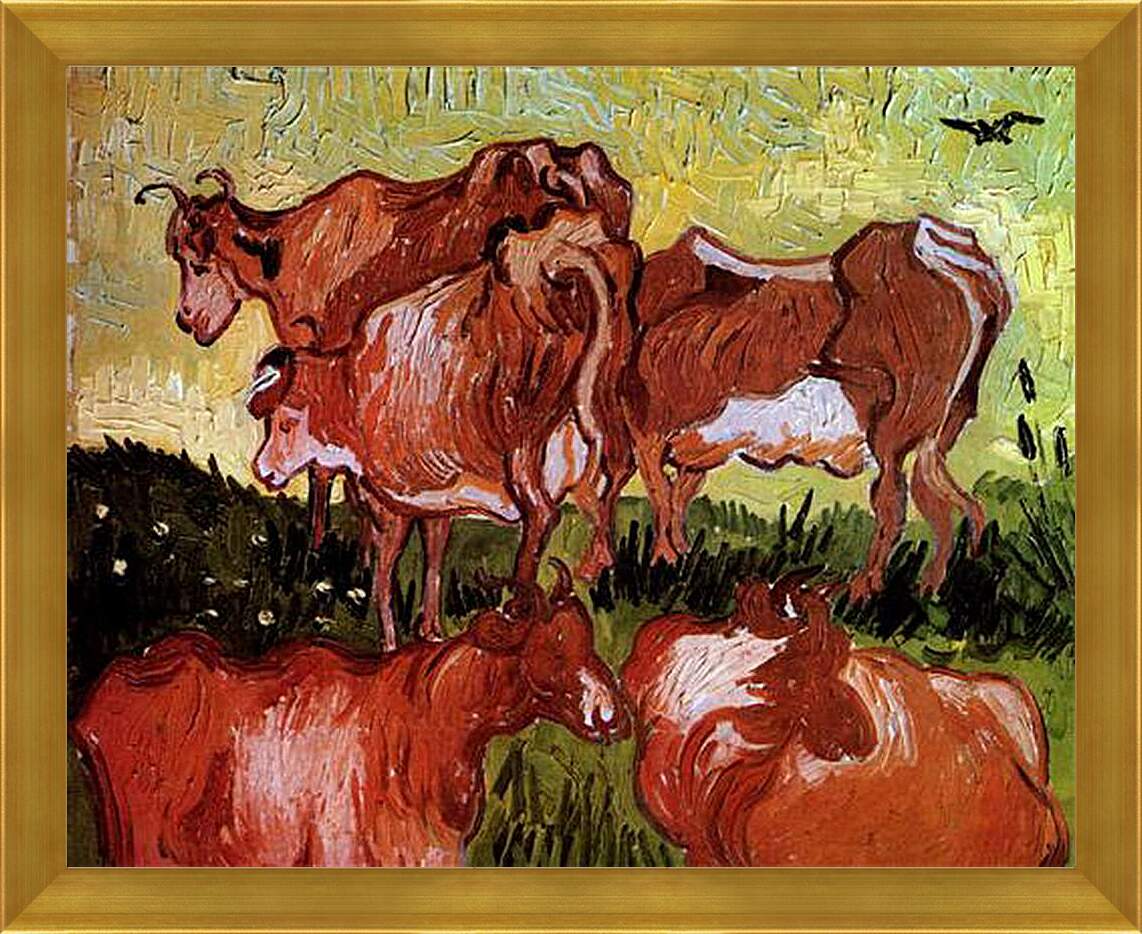 Картина в раме - Cows after Jordaens. Винсент Ван Гог