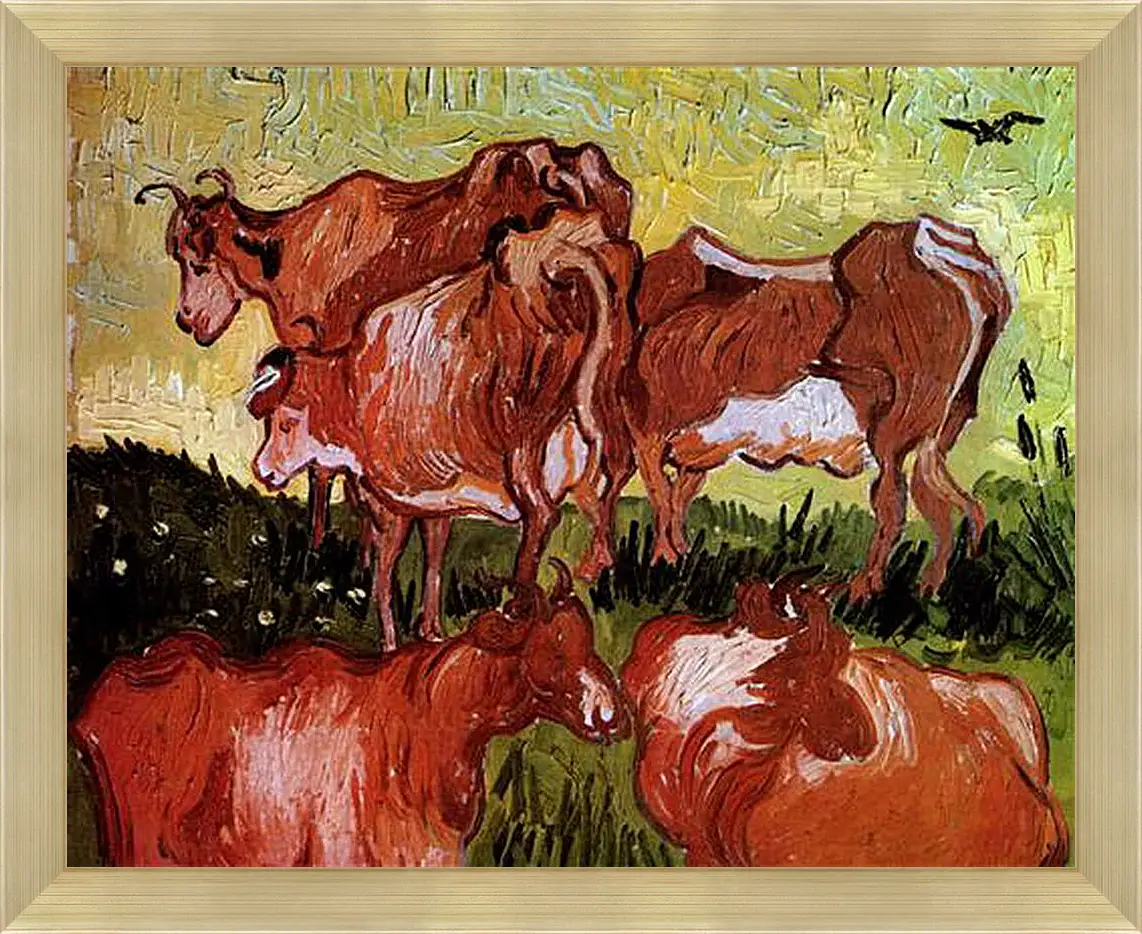 Картина в раме - Cows after Jordaens. Винсент Ван Гог