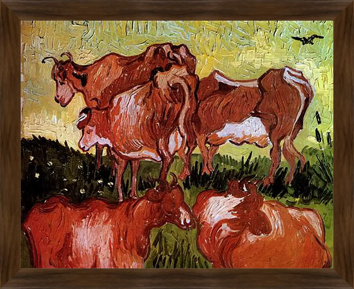 Картина в раме - Cows after Jordaens. Винсент Ван Гог