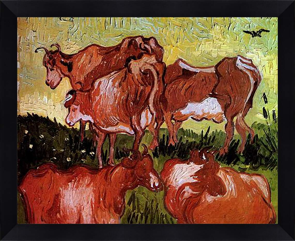 Картина в раме - Cows after Jordaens. Винсент Ван Гог