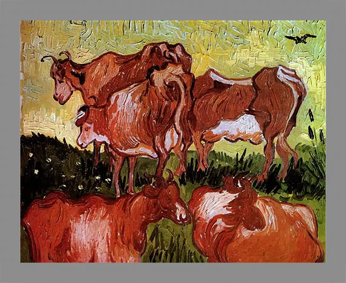 Картина в раме - Cows after Jordaens. Винсент Ван Гог