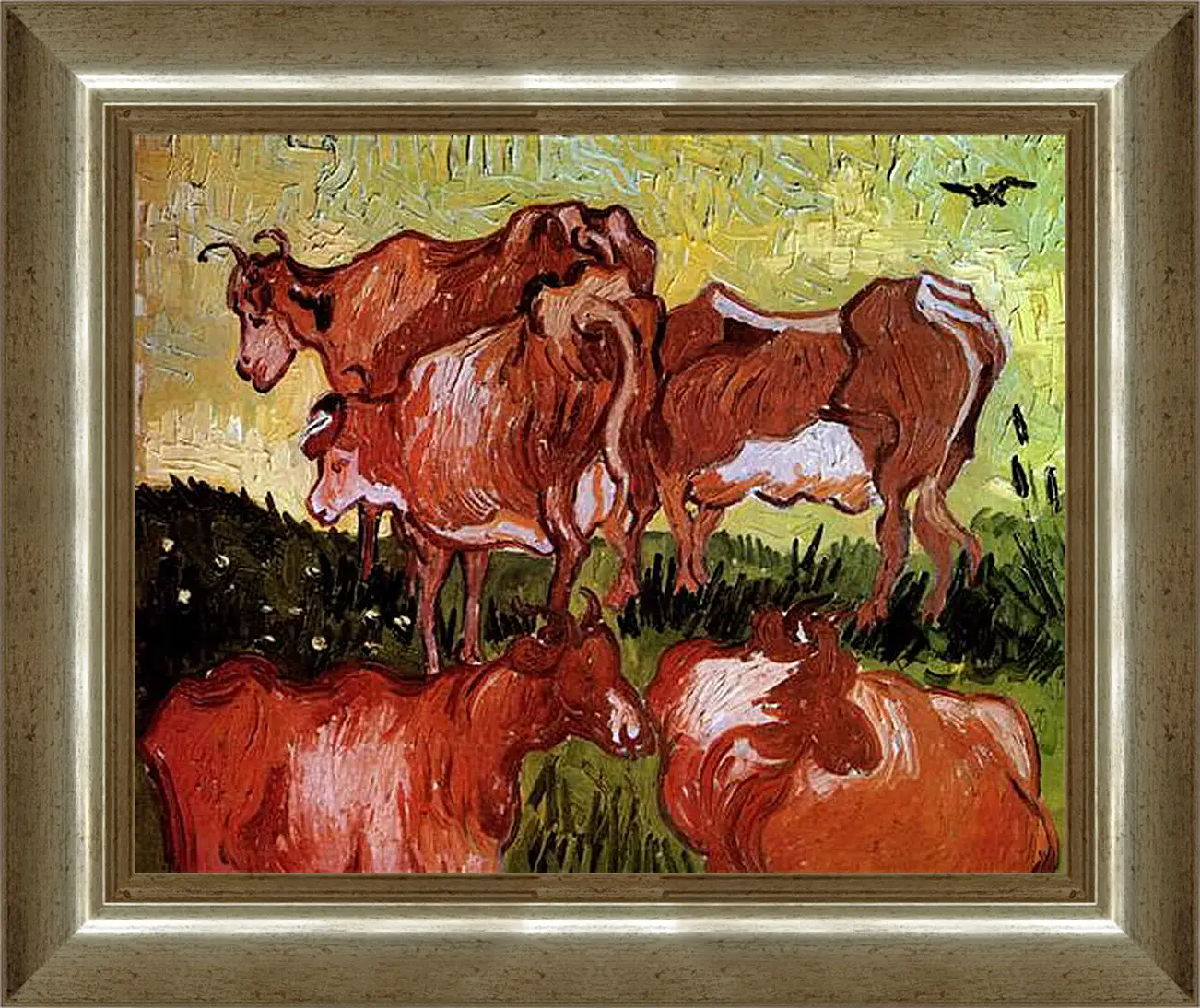 Картина в раме - Cows after Jordaens. Винсент Ван Гог