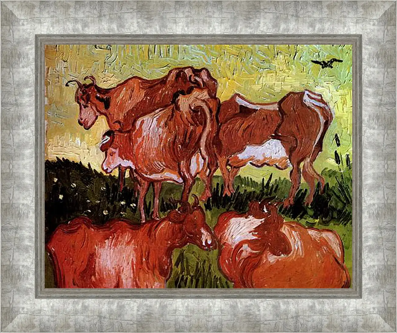 Картина в раме - Cows after Jordaens. Винсент Ван Гог