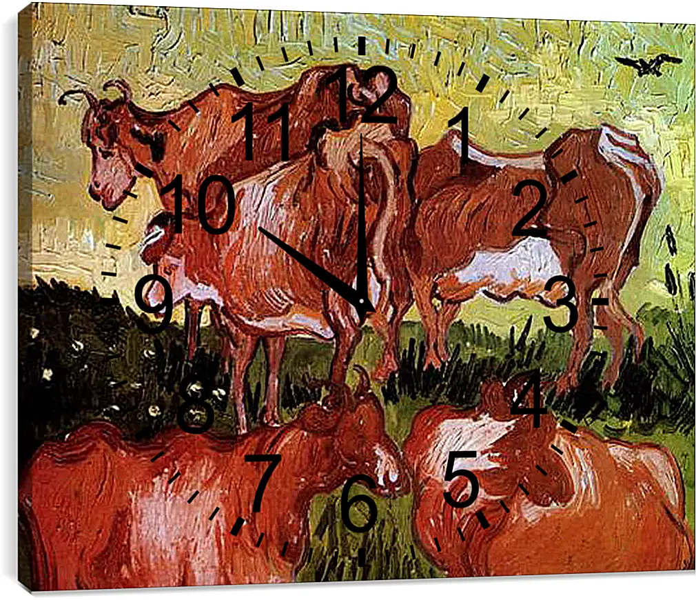 Часы картина - Cows after Jordaens. Винсент Ван Гог