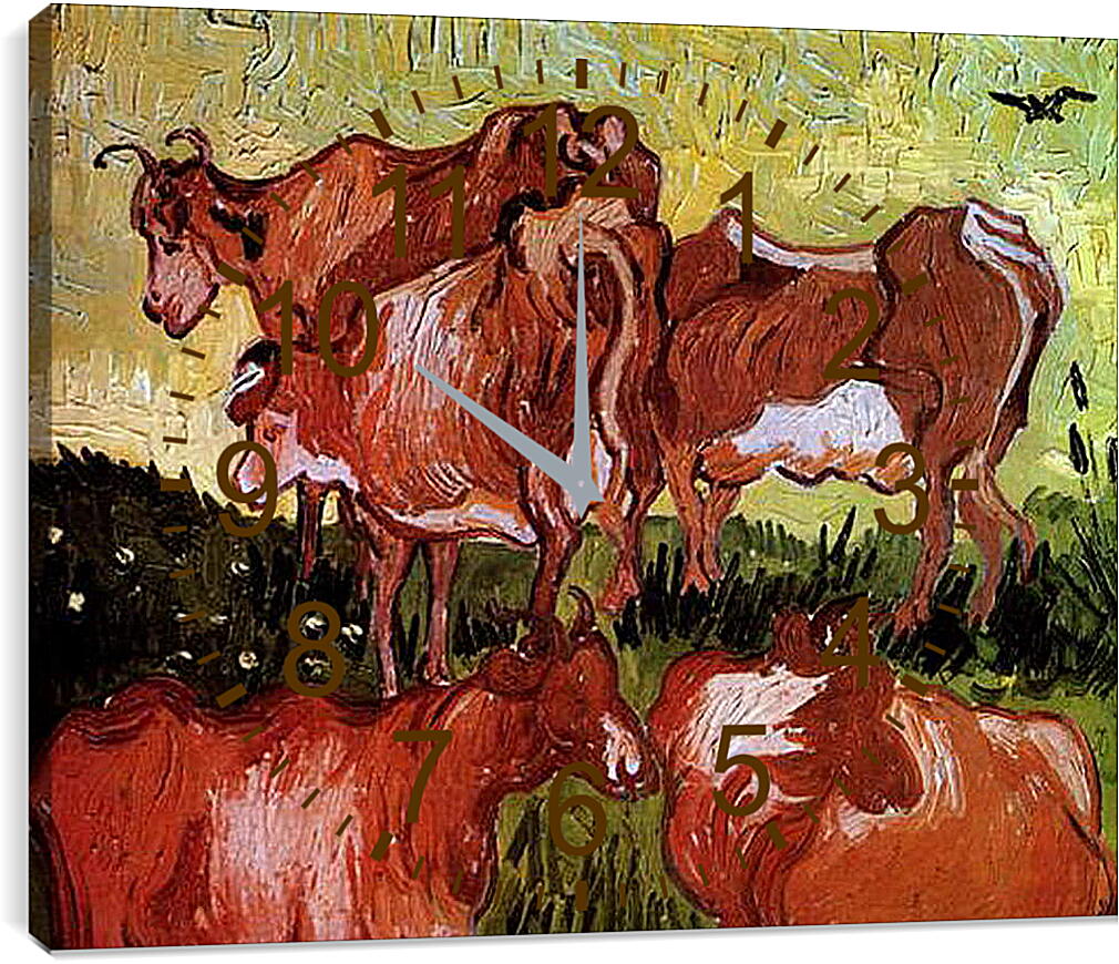 Часы картина - Cows after Jordaens. Винсент Ван Гог