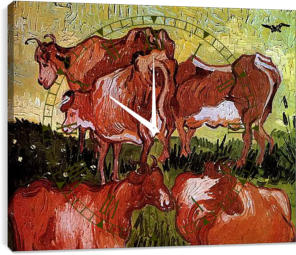 Часы картина - Cows after Jordaens. Винсент Ван Гог