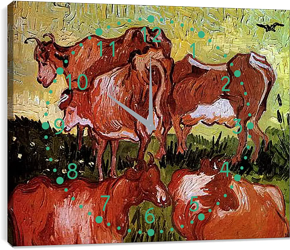 Часы картина - Cows after Jordaens. Винсент Ван Гог