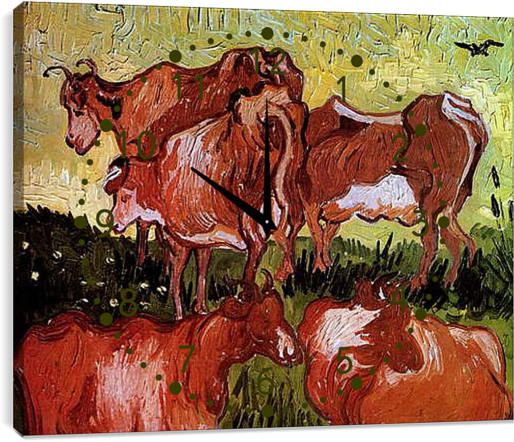 Часы картина - Cows after Jordaens. Винсент Ван Гог