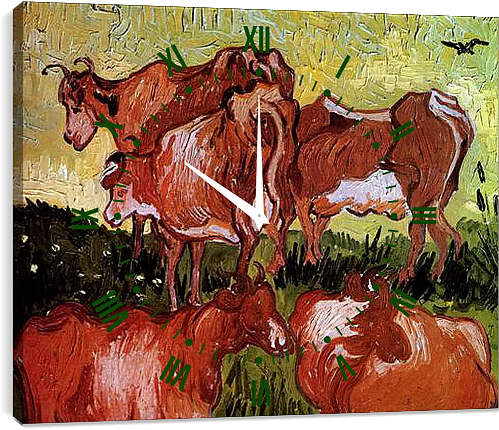 Часы картина - Cows after Jordaens. Винсент Ван Гог