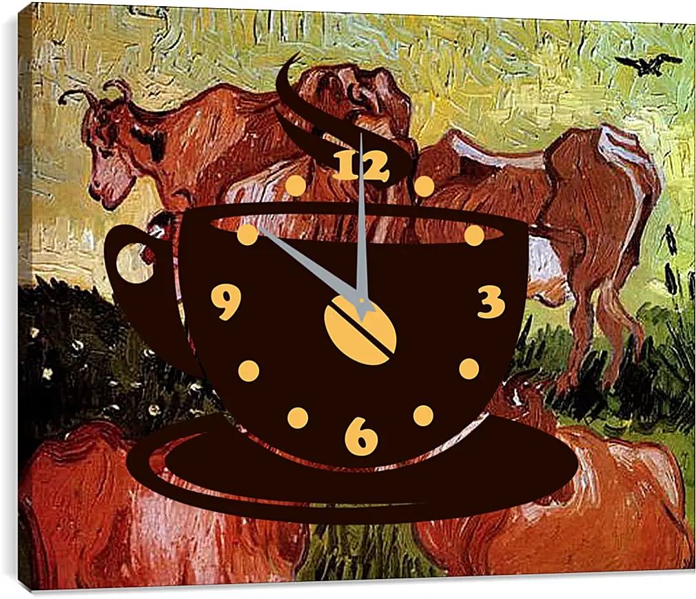 Часы картина - Cows after Jordaens. Винсент Ван Гог
