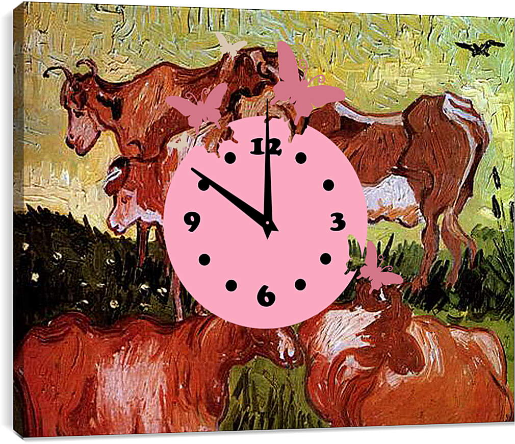 Часы картина - Cows after Jordaens. Винсент Ван Гог