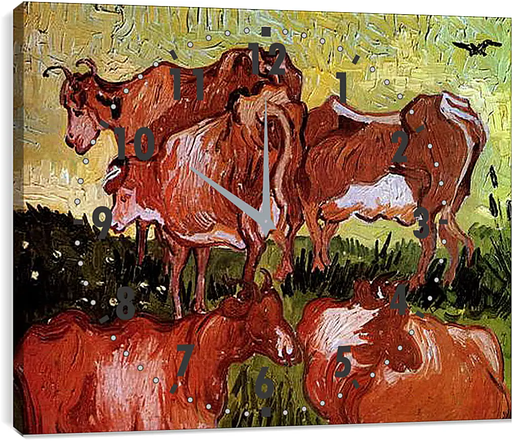 Часы картина - Cows after Jordaens. Винсент Ван Гог