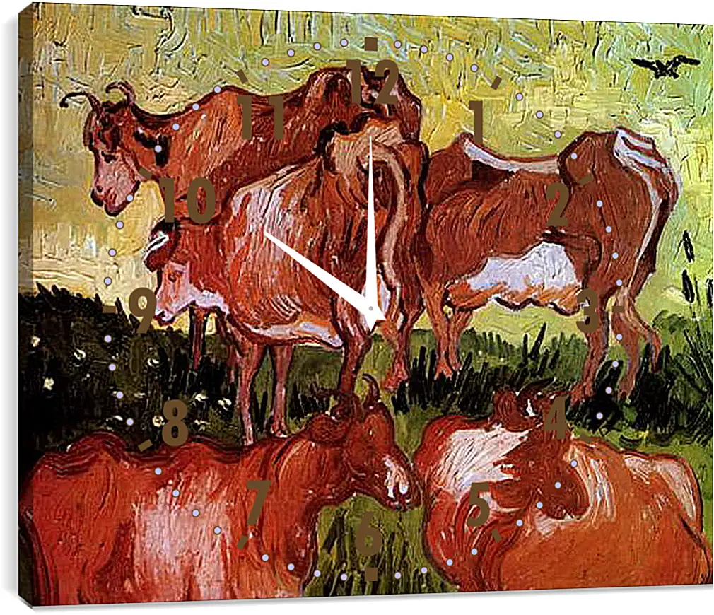 Часы картина - Cows after Jordaens. Винсент Ван Гог