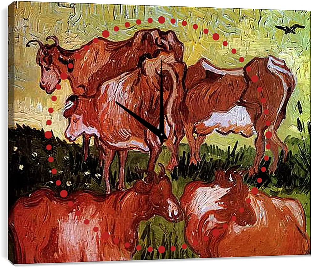 Часы картина - Cows after Jordaens. Винсент Ван Гог