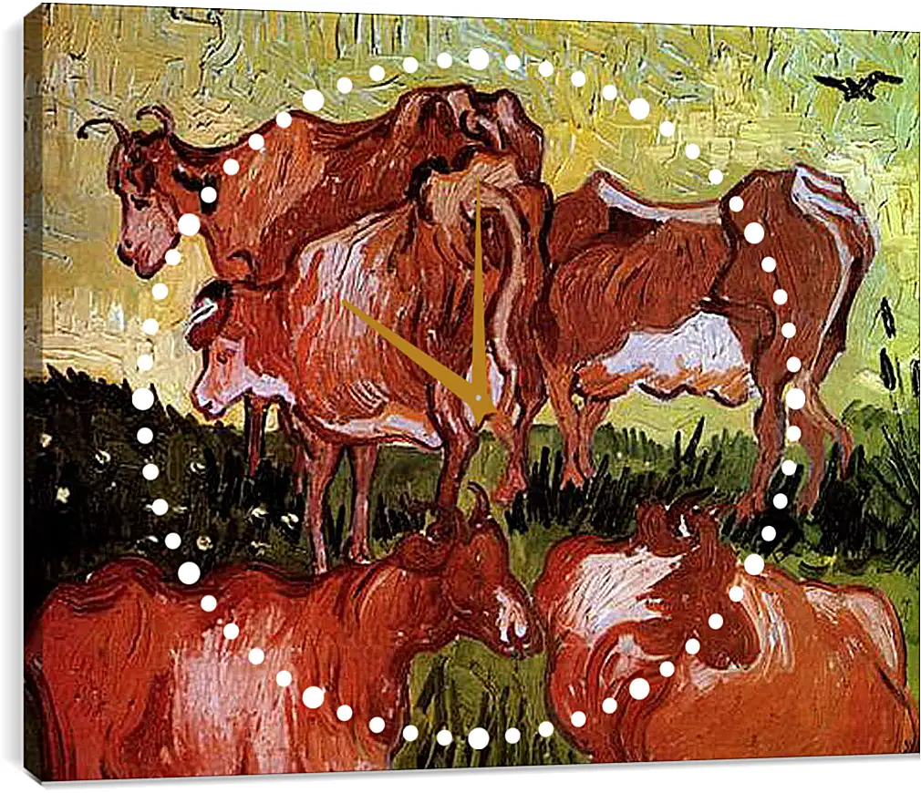 Часы картина - Cows after Jordaens. Винсент Ван Гог