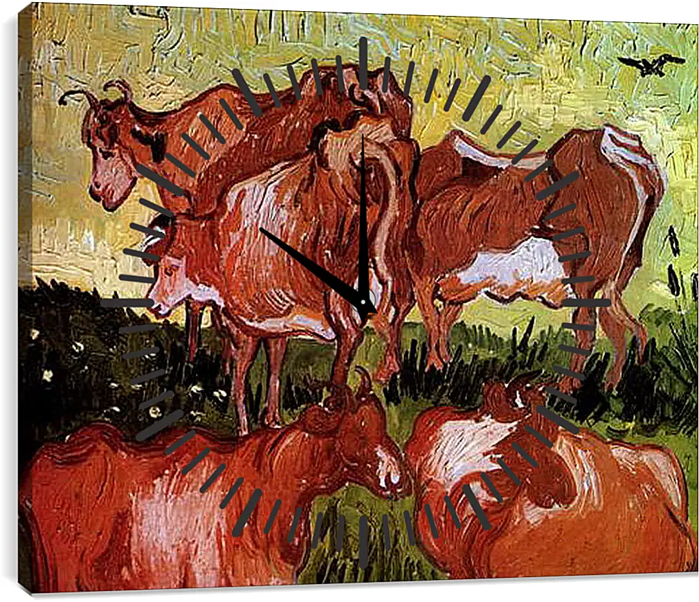 Часы картина - Cows after Jordaens. Винсент Ван Гог