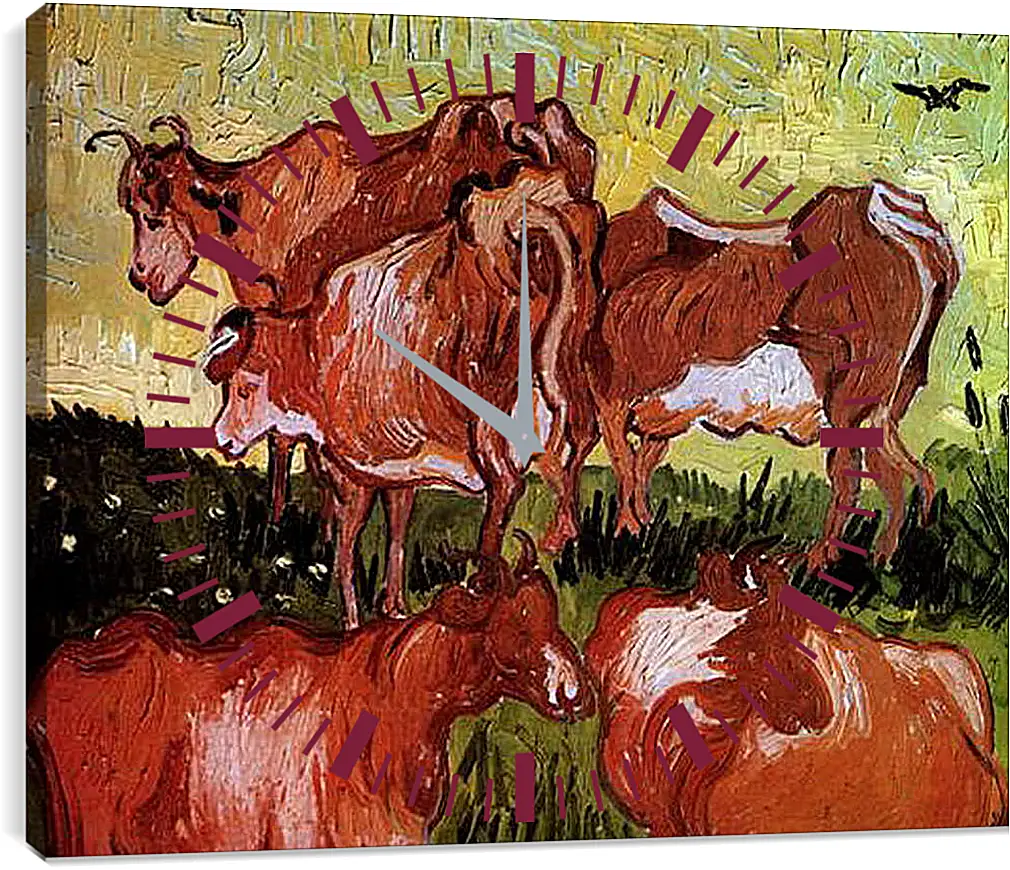 Часы картина - Cows after Jordaens. Винсент Ван Гог