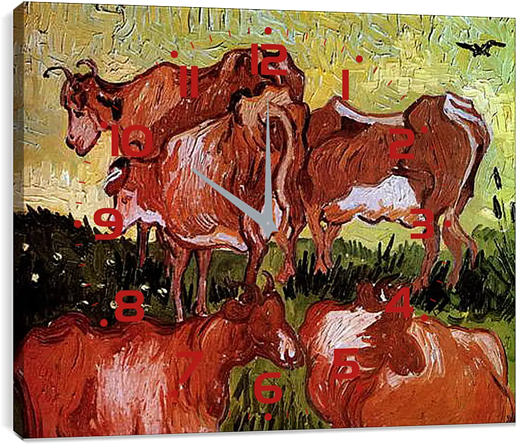 Часы картина - Cows after Jordaens. Винсент Ван Гог