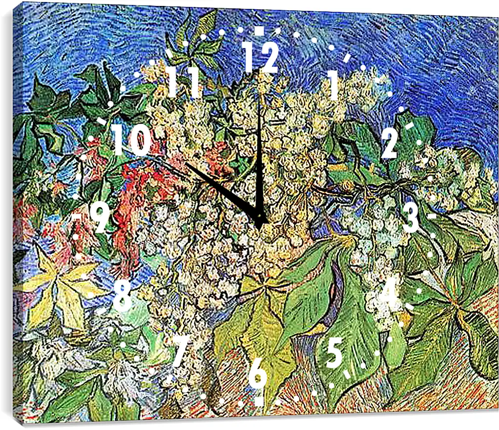 Часы картина - Blossoming Chestnut Branches. Винсент Ван Гог