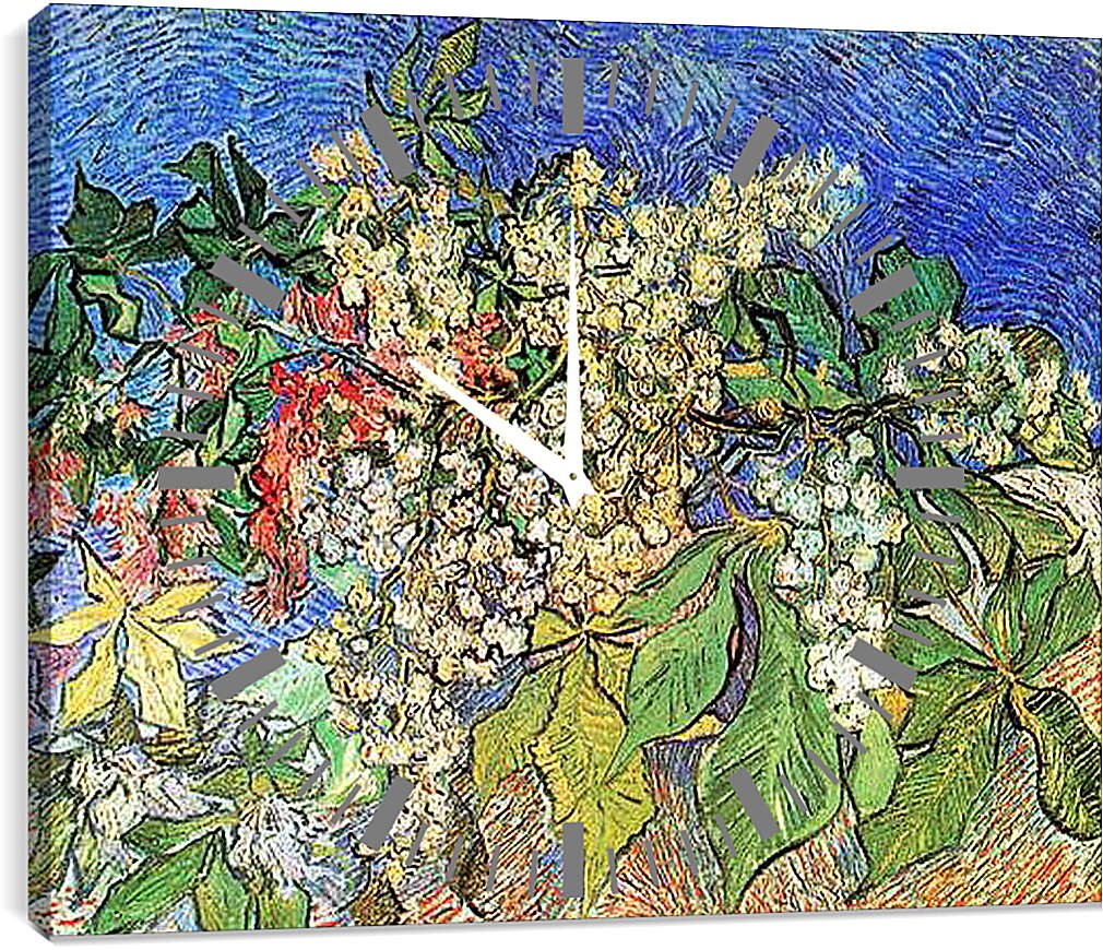 Часы картина - Blossoming Chestnut Branches. Винсент Ван Гог