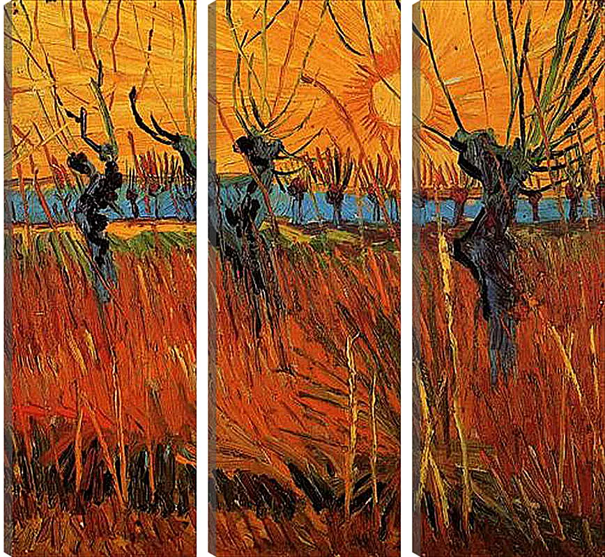 Модульная картина - Willows at Sunset. Винсент Ван Гог