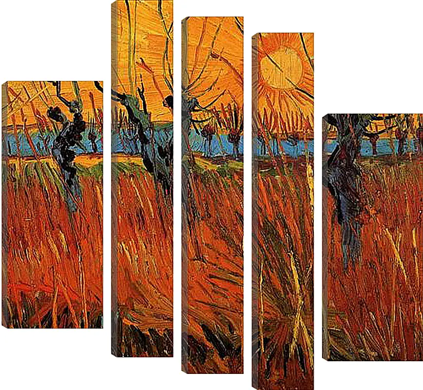 Модульная картина - Willows at Sunset. Винсент Ван Гог