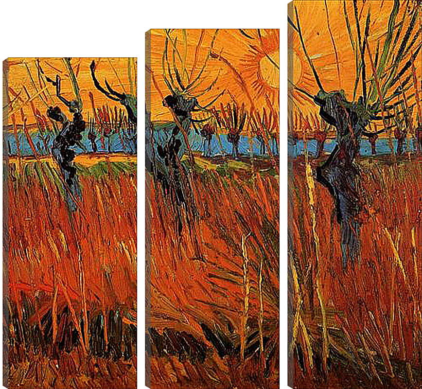 Модульная картина - Willows at Sunset. Винсент Ван Гог