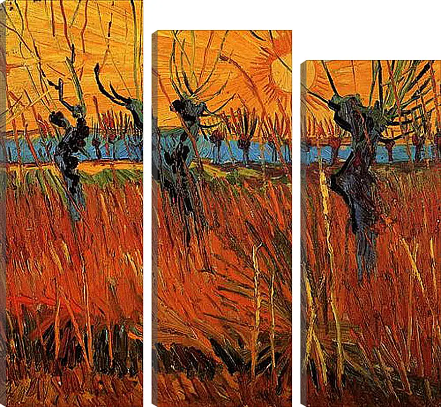 Модульная картина - Willows at Sunset. Винсент Ван Гог