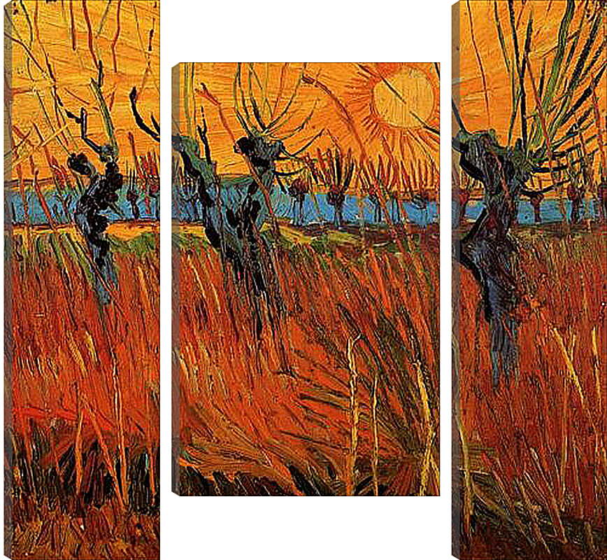 Модульная картина - Willows at Sunset. Винсент Ван Гог